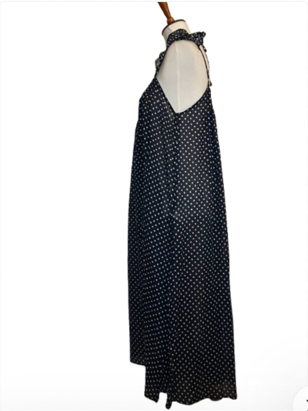 J. Crew Beachwear Midi Navy Polka Dot Cover Up Dress S/M - Picture 4 of 8